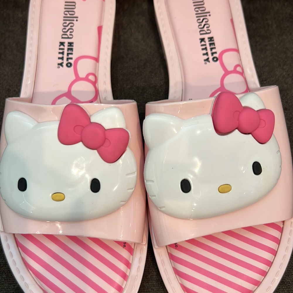 Melissa Hello Kitty Slides Pink Jelly Vintage, Size 6, EUC!